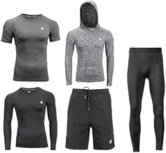 Rockbros ZHLKJSF-L Fitness and Running Tracksuit Set 5-Pieces, Large, Gray