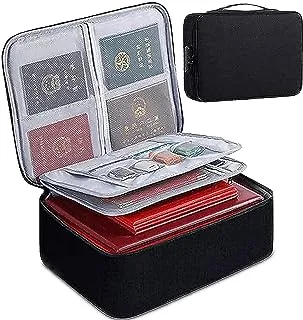 Oxford Document Organizer with Safe Code Lock,Storage Pouch Credential Bag Diploma Storage Important Document and File Pocket, Laptop, Notebooks,Bank Cards Valuables Travel Bag with Separators (Black)
