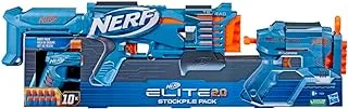 Nerf Elite 2.0 Stockpile 3-Blaster Pack, Includes Tetrad QS-4 Blaster, Quadfire QS-4 Blaster, Ace SD-1 Blaster, 10 Nerf Elite Darts