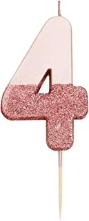 Talking Tables Rose Gold Glitter Number 4 Candle | Premium Quality Cake Topper Decoration | Pretty, Sparkly for Kids, Adults, 40th Birthday Party, Anniversary, Milestone, RoseGold4