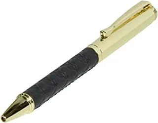 FIS FSPNGPUBKD3 أقلام ذهبية مع غلاف PU إيطالي منقوش وصندوق هدايا ، أسود