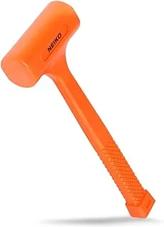 Neiko 02846A 1 LB Dead Blow Hammer, Neon Orange I Unibody Molded | Checkered Grip | Spark and Rebound Resistant