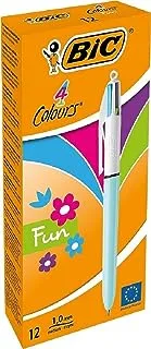 قلم حبر جاف أنيق بأربعة ألوان من بيك - ألوان متنوعة، صندوق مكون من 12 قطعة