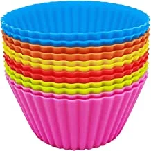 12 Packs Silicone Baking Cups,12Pack Silicone Baking Cups,Reusable Cupcake Liner,Non-Stick Cake Molds Muffin Liners,Food-Grade Safe BPA Free Silicon Cupcake Baking Cups 6 Colors