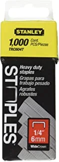Stanley TRC604T Heavy Duty Staples 100-Pieces, 1/4 Inch, Flat Crown Gray
