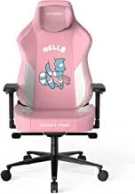 كرسي ألعاب DXRacer Craft Pro Hello Cat، وسادة مقعد عريضة وسميكة للغاية، مساند للذراعين قابلة للتعديل، غطاء واقي لليدين مضاد للقرص، مسند رأس من الإسفنج الذكي - وردي