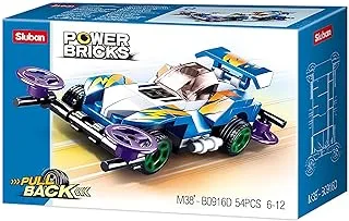 Sluban Power Bricks Series - Racing Car Building Blocks 54 PCS - For Children 6+ Years Old - Blue