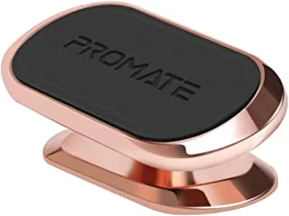 Promate Magnetic Car Phone Holder,Universal Cradleless Stick-On Dashboard Mount with 360-Degree Rotation,8 Integrated Magnets,Low Vibration and Anti-Slip Grip,iPhone 13,Samsung S22,Magnetto-3-ROSEGOLD