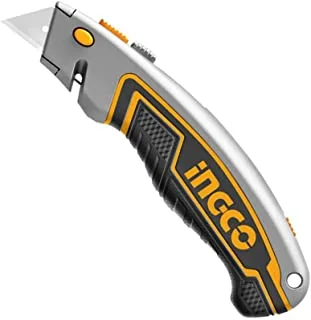 Ingco HUK6128 Professional Utility Cutter Knife with 6 Trapezoid Blades, 19 mm x 61 mm Size