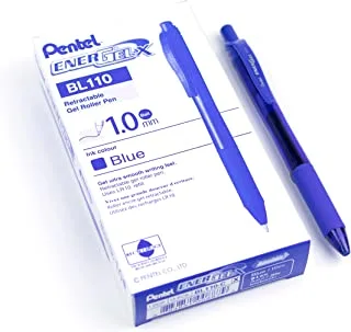 قلم جل سائل قابل للسحب من Pentel EnerGel-X (1.0 ملم) برأس معدني، حبر أزرق، صندوق مكون من 12 قطعة (BL110-C)