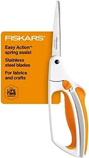 Fiskars 12-99118697WJ Easy Action 8 Inch Scissors, White/Orange