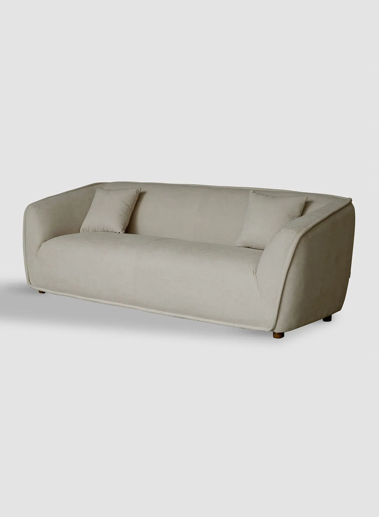 Switch Sofa - Upholstered Fabric Beige Wood Couch - 2150 X 860 X 740 - 3 Seater Sofa Relaxing Sofa