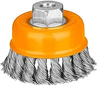 Ingco WB21251 Wire Cup Brushes with Nut, 125 mm Size, Brown/Orange