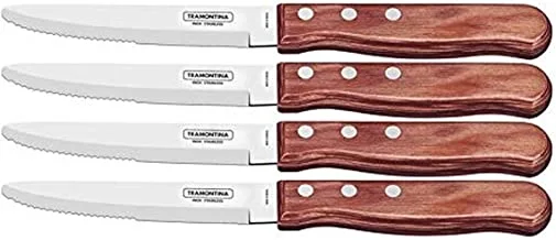 Tramontina JUMBO Knives set 4 pcs 5 Inches Polywood Handles Impact heat and Water Resistant 5 years warranty