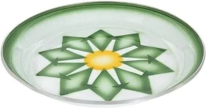 Al Saif Diamond Design Enamel Round Tray, 30 cm Diameter, Green