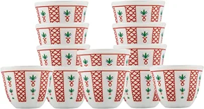 ALSAIF Gawa Cup Set Of 12PCs, White/Red Size: Large, 5166/L
