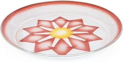 Al Saif Diamond Design Enamel Round Tray, 35 cm Diameter, Red
