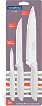 Tramontina Plenus 3 Pieces Knife Set with Stainless Steel Blade and White Polypropylene Handle