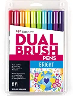 Tombow Dual Brush Bold Bold ، 10 Pack ، مشرق ، 10 عدد