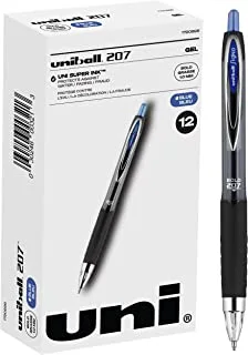 uni-ball 207 Retractable Gel Pens, Bold Point (1.0mm), Blue, 12 Count