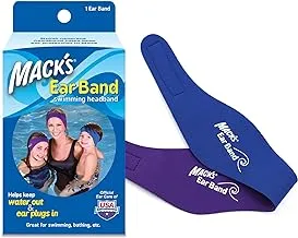 عصابة رأس Mack's Ear Band للسباحة - أفضل عصابة رأس للسباح - ينصح بها الطبيب للحفاظ على المياه وسدادات الأذن بالداخل