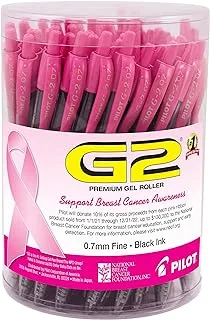 PILOT G2 Premium Refillable & Retractable Rolling Ball Gel Pens, Fine Point, Pink/Black Inks, Tub of 48 (59037)