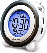 Sonnet Twin Bell Digital Alarm Clock - Very Loud Alarm Clock for Heavy Sleepers and the Hearing Impaired. Battery Operated Dual Alarm Blue Backlight. For Teens and Senior Citizens by Ken-Tech - White