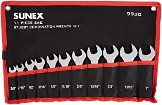 Sunex Tools 9930 SAE Stubby Combination Wrench Set, 3/8-Inch - 15/15-Inch, 11-Piece