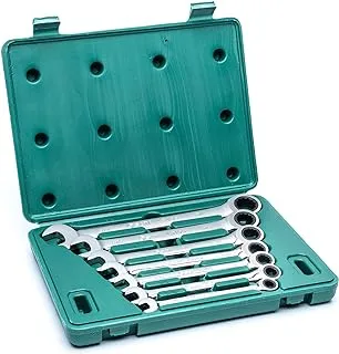 SATA 7-Piece SAE Full-Polished Chrome Ratcheting Wrench Set with Blow Molded Tray, 12 Point/5/16, 3/8, 7/16, 1/2, 9/16, 5/8, 3/4-Inch - ST09023SJ