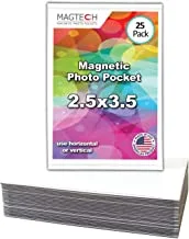 Magtech magnetic photo pocket picture frame, white, holds 2.5 x 3.5 inches photos, 25 pack (12325)