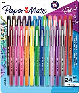 أقلام ببر ميت فلير من لباد | أقلام ماركر ذات نقطة متوسطة 0.7 ملم | العودة إلى اللوازم المدرسية للمعلمين والطلاب | ألوان متنوعة ، 24 قطعة