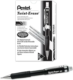 Pentel Twist-Erase III Mechanical Pencil,0.5mm, Black Barrel, 12 Pack (QE515A)