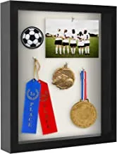 Americanflat 11x14 Shadow Box Frame in Black with Soft Linen Back - Composite Wood with Polished Glass for Wall and Tabletop