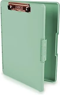 Dexas Slimcase 2 Storage Clipboard with Side Opening 12.5 x 9.5 in Sea Foam Green Rose Gold Clip. Organize in Style for Home, School, Work or Trades! Ideal for Teachers, Nurses, Students, Homeschool