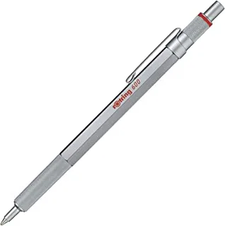 rOtring 600 قلم حبر جاف ، نقطة متوسطة ، حبر أسود ، برميل فضي ، قابل لإعادة التعبئة