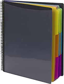 Smead 24 Pocket Poly Project Organizer, Letter Size, 1/3-Cut tab, Gray with Bright Colors (89206)