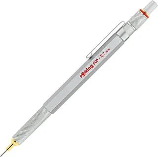 Rotring 1904448800 قلم رصاص ميكانيكي قابل للسحب ، قضيب فضي ، 0.7 مم ، برميل فضي