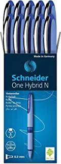 Schneider One Hybrid N Rollerball Pen, 0.3 mm Hybrid Needle Tip, Light Blue Barrel, Blue Ink, Box of 10 Pens (183403)