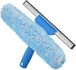 Unger Professional Window Cleaning Tool: 2-in-1 Microfiber Scrubber and Squeegee, 10