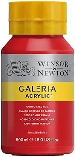 Winsor & Newton Galeria Acrylic Color, 500ml (16.9-oz) Bottle, Cadmium Red Hue