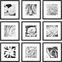معرض الصور المثالي المكون من 9 قطع بإطار أسود مربع معرض الصور مع مطبوعات فنية زخرفية وقالب معلق