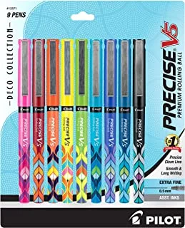 PILOT Precise V5 Stick Liquid Ink Rolling Ball Stick Pens, Extra Fine Point, Assorted Ink Colors, 9-Pack (12571)
