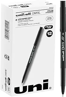 uni-ball ONYX Rollerball Pen, Micro Point (0.5mm), Black, 12 Count