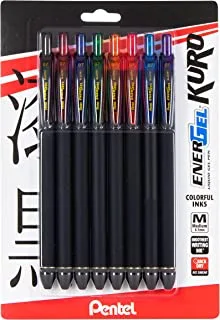 قلم جل سائل Pentel EnerGel Kuro ، (0.7 مم) خط متوسط ​​، حبر متنوع ، 8 عبوات (BL437R1BP8M)