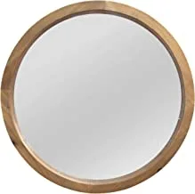 Stratton Home Decor Maddie Round Wood Mirror | Handcrafted Light Natural Wood Mirror for Bathrooms or Any Room | Easy to Hang Classic Wood Frame Mirror to Match All Decor Styles | 20”x2.25”x20”