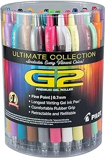 Pilot G2 Premium Refillable & Retractable Rolling Ball Gel Pens Ultimate Collection, Fine Point, Assorted Colors, 36 Count Tub (14557), 4218