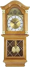 Bedford Clock Collection Swinging Pendulum Wall Clock, 26 Inch, Golden Oak