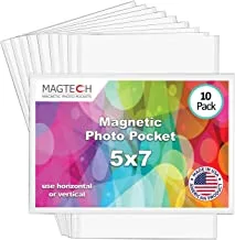 Magtech Magnetic Photo Pocket Picture Frame, White, Holds 5 x 7 Inches Photos, 10 Pack (15710)