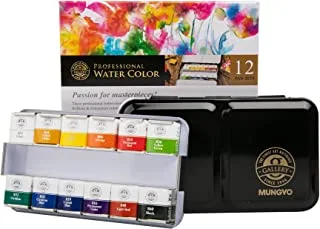 Sargent Art 32-6012 Artist Quality Professional Watercolor Set, Tin Case, Green,White, 12 ct