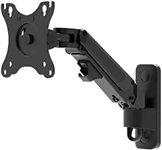 Monoprice Full Motion Wall Mount - for Monitors Up to 27 Inch, Adjustable Gas Spring, 1-Segment, Supports Max Weight 15.4 Pounds, Black - Workstream Collection